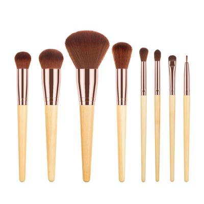 China Custom Eco Bamboo Makeup Brush Set 8pcs 8pcs Bamboo Cosmetic Brushes Synthetic Vegan Makeup Brush Set Bamboo Makeup Brush Set for sale