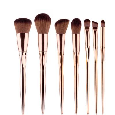 China Rose Gold Makeup Brushes Dense Synthetic Make Up Brush Set 7 Pcs High End Gold Private Label Make Up Brushes 2021 for sale