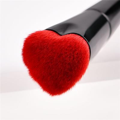 China Private Label Makeup Brushes Single Liquid Foundation Blender Black Face Brush Heart Cosmetic Makeup Brushes Private Label for sale