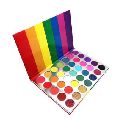 China Waterproof Cosmetic Eye Pigment Rainbow Eyeshadow Palette No Logo Eyeshadow Palette for sale