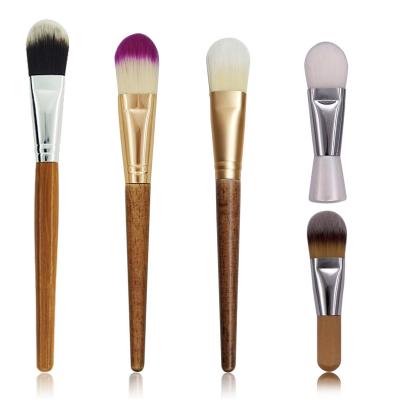 China Angular Blush 2021 Private Label Cute Mini Face Mask Brush Wooden Handle Face Mask Brush Wood Wood for sale