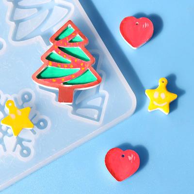 China Home Decoration DIY Snowflake Resin Silicone Molds Key Chain Epoxy Resin Mold Gift Pendant Christmas Viable Making Deliveries for sale