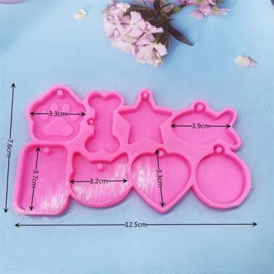 China Viable Key Chain Pendant Crystal Epoxy Resin Molds DIY Dog Tag Bone Shaped Key Chain Casting Silicone Mold Jewelry Making Tools for sale