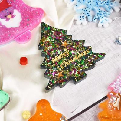 China Atmosphere Viable Pendant Party Crystal Epoxy Silicone Mold Xmas Key Chain Tree Christmas Home Decoration Making Resin Accessory Mold for sale