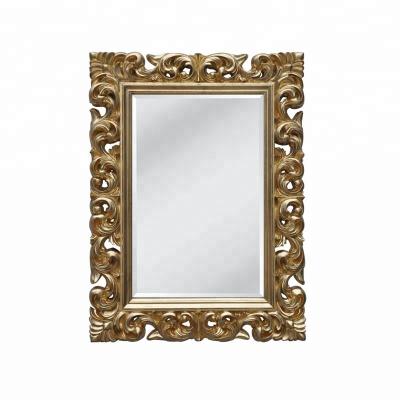 China Luxury Minimalist Europe PU Baroque Gold Wall Decorative Mirror Large for sale