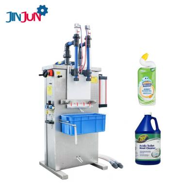 China JINJUN-NFS chemical semi-automatic head double acid, alkali, 84, anti-corrosion filling machine for sale