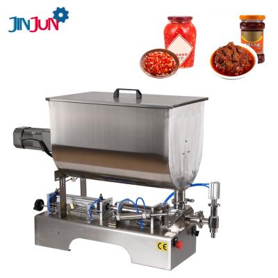 China JINJUN Food Horizontal Chili Beef Sauce Cream Filling Desktop Semi-automatic Pneumatic Machine for sale