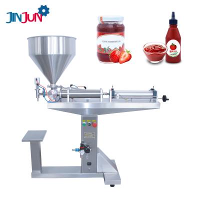 China Floor Type Semi-automatic Peanut Food JINJUN Pneumatic Paste Honey Bottle Filling Machine for sale