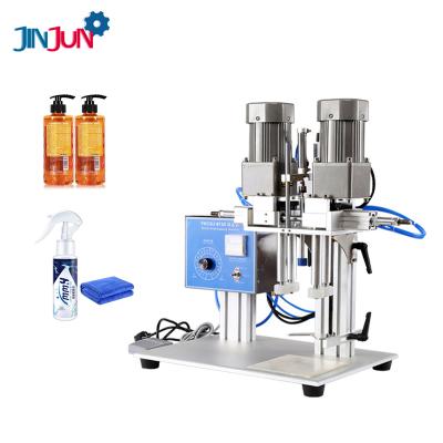 China JINJUN 450 Food Desktop Semi-automatic Pneumatic Plastic Bottle Screw Capping Machine Close Cap Machine for sale