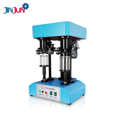 China Plastic Tin Cans Sealing Seaming Machine Beverage Beer Semi-autoamtic Food JINJUN Double Heads Can Sealing Machine for sale