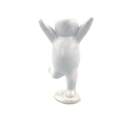 China Eco-friendly Human Shaped Desktop White Ceramic Potted Plant Succulent Container Planter Pot Vase Flower Decoration for sale