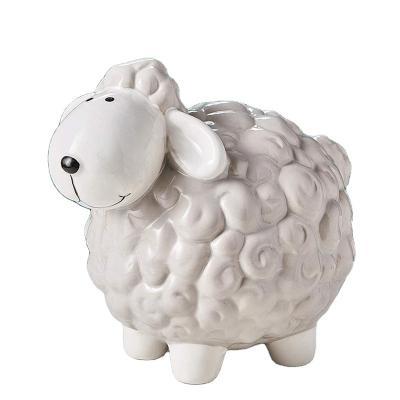 China Garden Decoration Ceramic Cute Sheep Piggy Bank For Adults Kids Boys Girls for sale