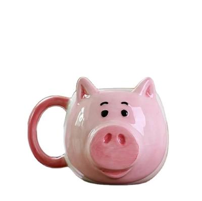 China Sustainable Pink Pig Shaped 3d Animal Tea Coffee Cup Novelty Hand Painted Mug Manufacturers for sale