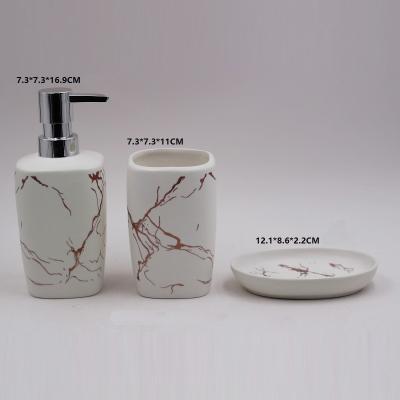 China Sustainable Ceramic Marble Bathroom Sets Accessories Wash Set High-Grade Soap Dispenser Bathroom Supplies Wedding Gift Set for sale