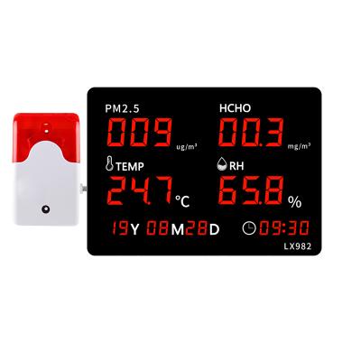 China Indoor Industrial Hot Sale PM2.5 HCHO Air Quality Detector High Accuracy /Outdoor Detector with Large LED Screen External Alarm Thermometer Hygrometer for sale