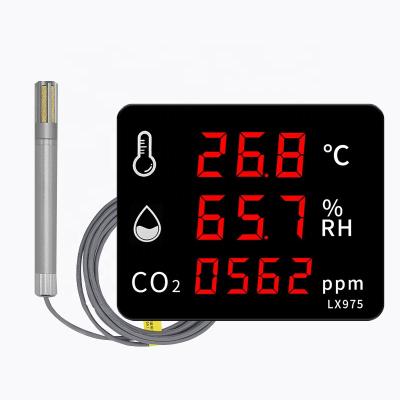 China Portable Indoor Industrial /Outdoor Digital Indoor Industrial Outdoor Metal Probe Wall Mount CO2 Gas Detector Wall Mount Temperature Humidity CO2 Monitor for sale