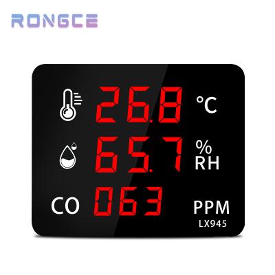 China RONGCE LX945 High Accuracy Air Quality Monitor Wall Mounted Digital Display LED Temperature Humidity Sensor Co Meter 210*170*25mm for sale