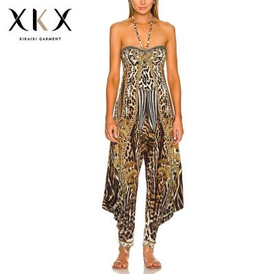 China 2022 new design jumpsuit women summer casual overalls QUICK DRY sexy leopard print sleeveless backless overalls for sale