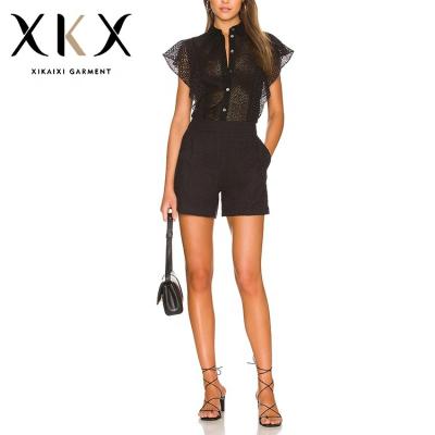 China 2022 Summer Women's Suit Custom Logo Ruffle Sleeve Design Ruffle Lapel Single Breasted Sexy Casual Suit Wholesale QUICK DRY Button for sale