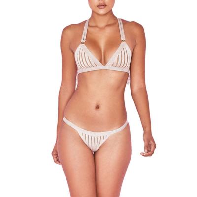 China Breathable Spaghetti Strap Bandage Bikini Sets Mesh Swimwear for sale