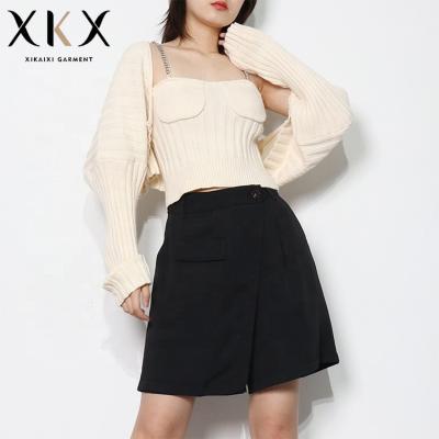 China QUICK DRY fashion two piece set for fall 2021 pure new chain camisole color cardigan knitted jacket for sale