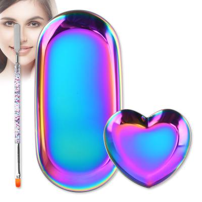 China Easy Apply Wholesale Jewelry Tray Nail Art Storage Palette Stainless Steel Metal Storage Heart Shaped Palette for sale