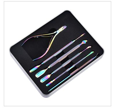 China 6pcs/Set Professional Durable Nail Pusher Double Ended Stainless Steel Cuticle Remover Manicure Pedicure Pusher Set for sale