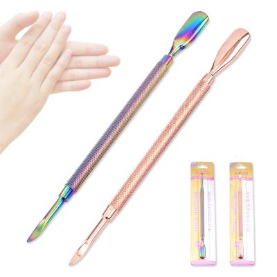 China Durable High Quality Double Sides Skin Pusher Stainless Steel Nail Cuticle Pusher Dead Nail Remover for sale