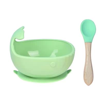 Chine BPA Free Newborn Feeding Set Whale Shape Bowl Spoon Suction Silicone Feeding Set à vendre