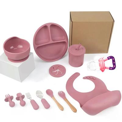 China Toddlers Suction Weaning Set Silicone Baby Feeding Set Dinner Tableware Te koop