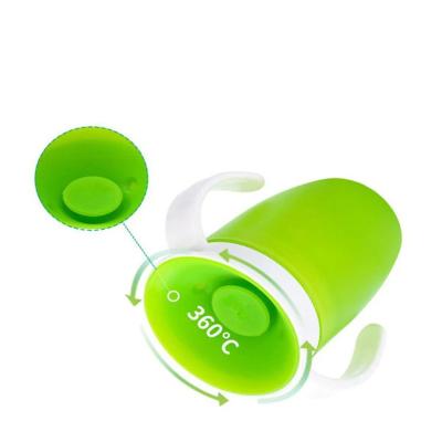 China 360 Trainer Cup Green Learn To Drink Children Silicone Cups Magic Leakproof Baby Learning 360 Training Cup for sale