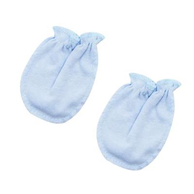 China Manufacturer Wholesale Organic Plain Blank Pink bule Cute Scratch Prevention baby mittens for sale