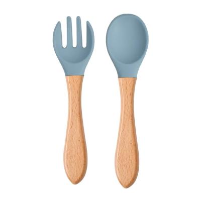 Κίνα Food Grade Silicone Fork And Spoon Baby Training Set BPA Free προς πώληση