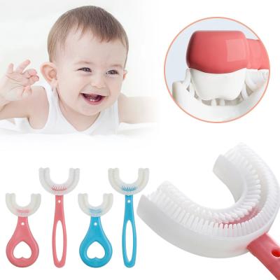 China Wholesale Trend 360 Kids U Shape Toothbrush Kids Manual Toothbrush U-shape Baby Silicone Toothbrush for sale