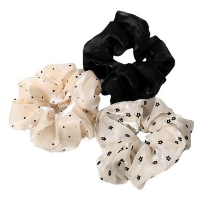 China For daily use Handmade Bulk Big Girl Chouchou With Polka Dot And Large Intestine Hair Circle Checked Printed XXl Scrunchies Silk chiffon for sale