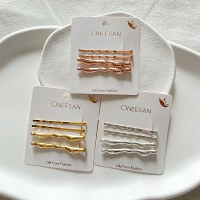 China Hair beauty Design 4pcs Fashion Alloy Hair ClipsHairpins Golden Metal Bobby Pins Set for Girls Hair Beauty for sale