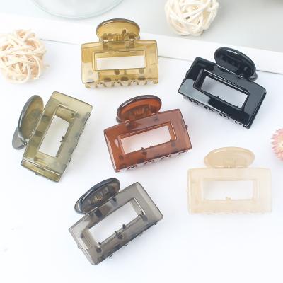 China Hair styling tools Small Jelly color hollow rectangle Jaw claw clips  lovely Hair clamp clip high quality Hair Accessories for Girls for sale