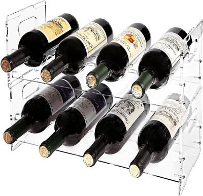 China Hot Selling Clear Acrylic 8 Bottle Organizer Display Wine Stand Freestanding Stackable Rack &Rack Viable for sale