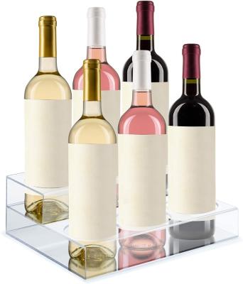 China Acrylic Stored Bottle Wine Rack For Christmas Party Wine Display Riser 2 Tier Rack Bar Countertop Display Stand for sale