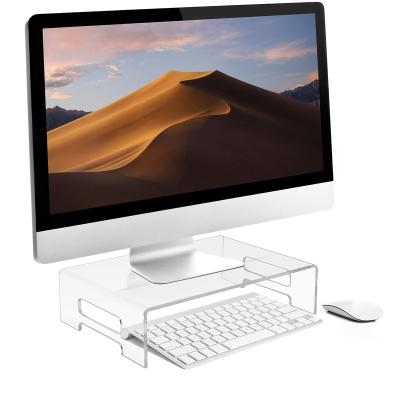 China Home Acrylic Laptop&Computer Monitor Riser Desktop Stand With Carry Handles for sale