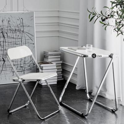 China Stainless Steel Folding Chair Acrylic Stool Backrest Modern Acrylic Dining Chair for sale