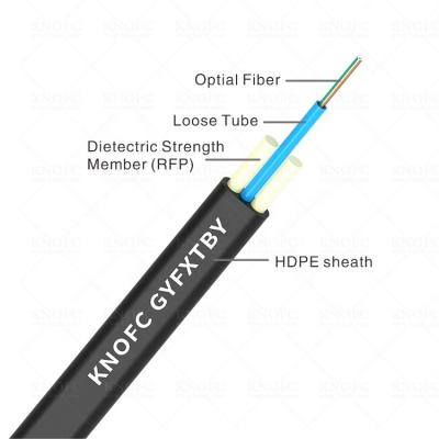 China Aerial Aerial / Duct GYFXTBY FTTH Fiber Optic Cable 12 Core G652D HDPE Flat Interfaces Cable 12 Core for sale