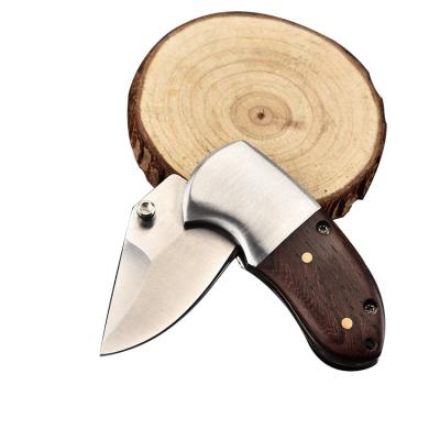 China High Quality Non-variable Wooden Handle Folding Pocket Knives Mini Outdoor Camping Utility Knife for sale