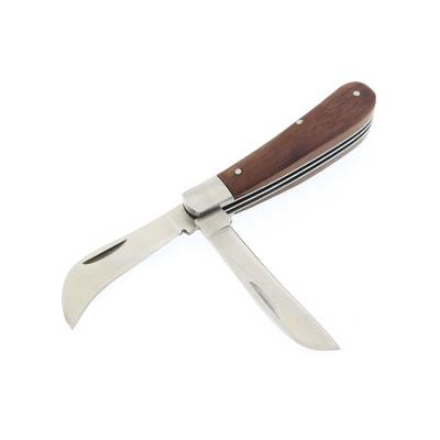 China Daily Use Free Sample 3cr13 Blade Cutting Garden Knife Double Steel Pocket Grafting Knife for sale