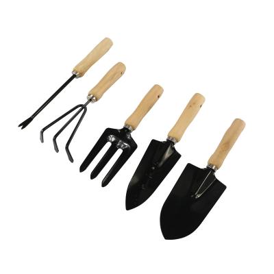 China Home graden outdoor graden hot sale wooden handle 5 piece set shovel rake garden tool for sale