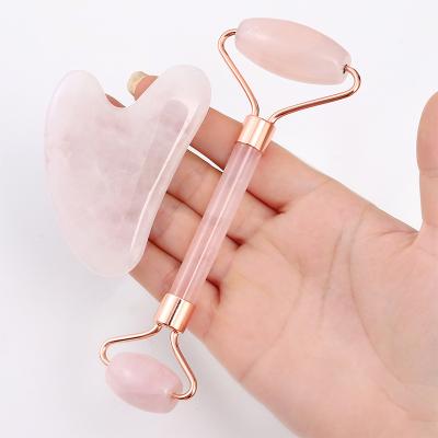 China Whitening customized natural jade roller gua facial sha face jade roller set rose quartz massage jade roller gua sha for natural massager for sale