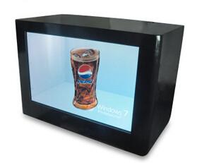 China 65 Inch Transparent LCD Display Box Play Ads For Cosmetic / Smart Phone for sale