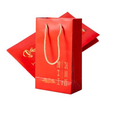 China China Wholesale Handmade Flat Bottom Rack Up Paper Bags Food Packaging Bags Custom Tea Bags With Rope Handle for sale