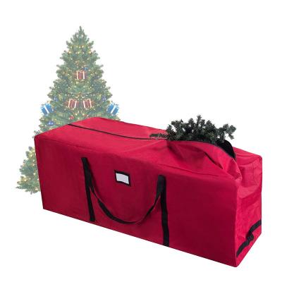 China Large Durable High Quality Sustainable Christmas Tree Storage Bags Holiday Ornament Tote Bag Red Christmas Storage Bag for sale