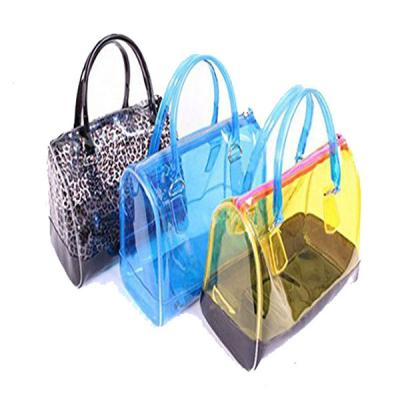 China Hand strap; easy to carry durable hot sale women purse women clutch clear tote pvc women pinch purse colorful transparent pvc tote bag for sale